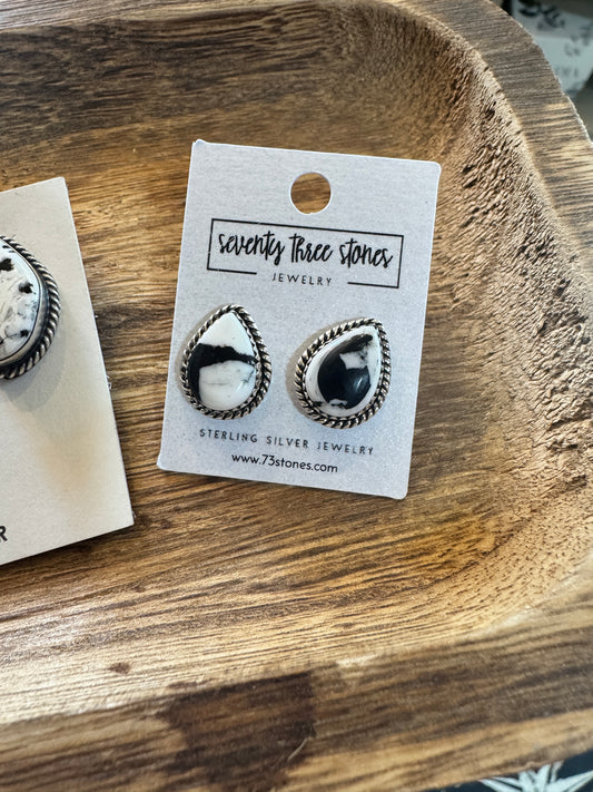 White Buffalo Earrings teardrop 2