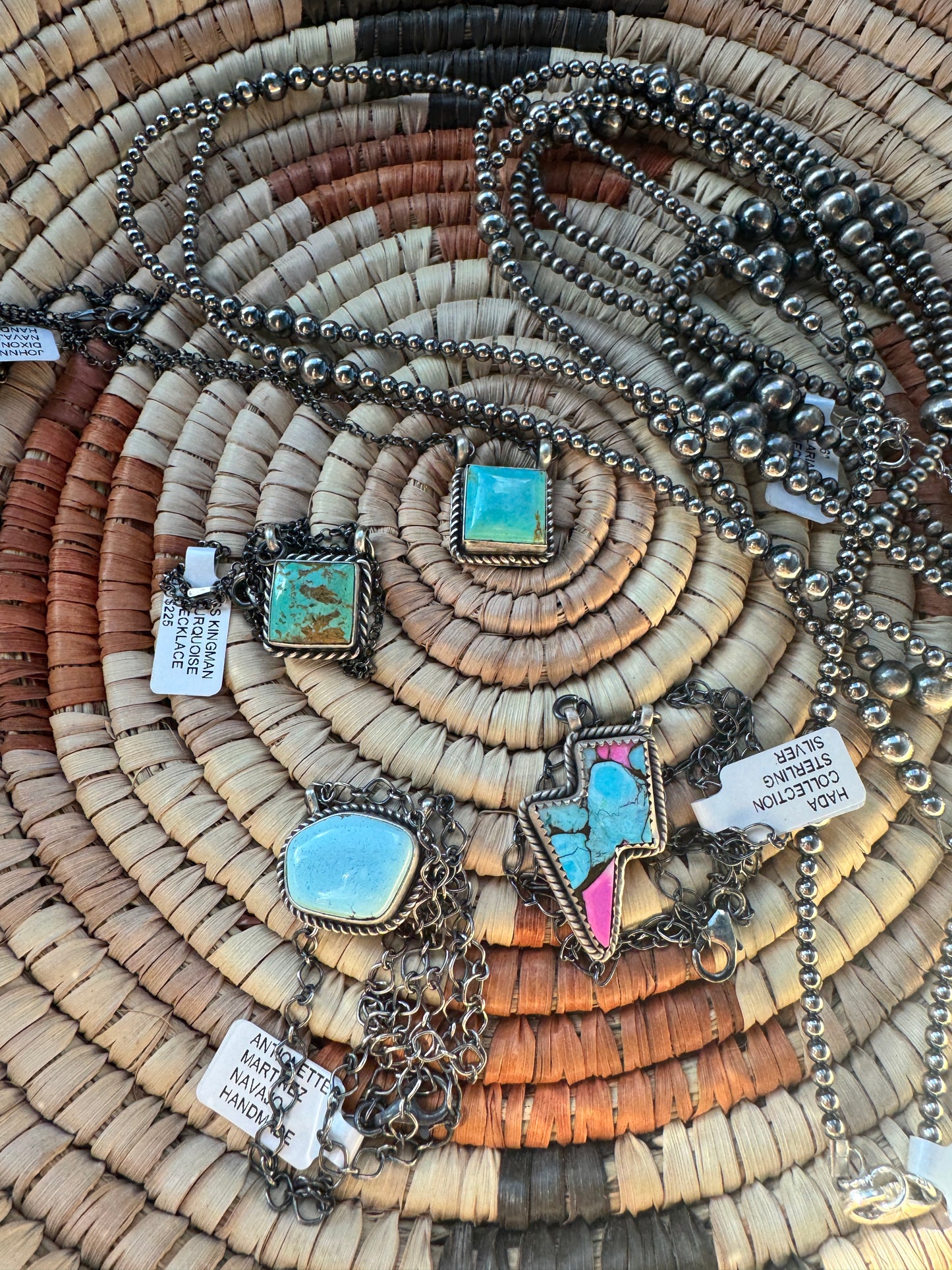 Johnny Dixon kingman turquoise square bar necklace