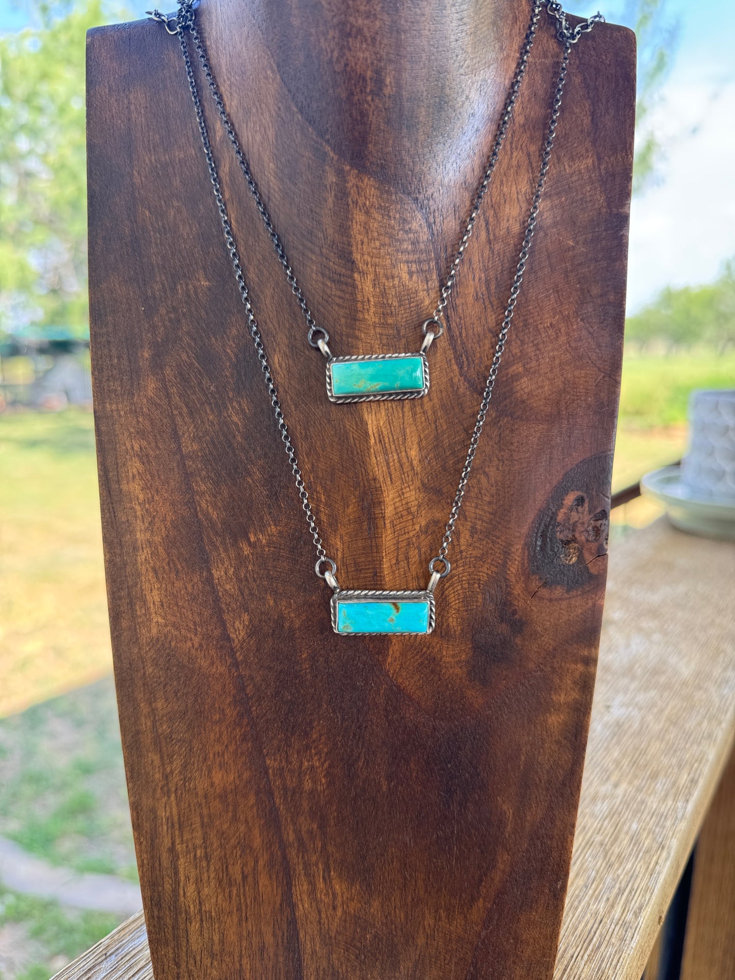 Turquoise Bar Necklace Blue