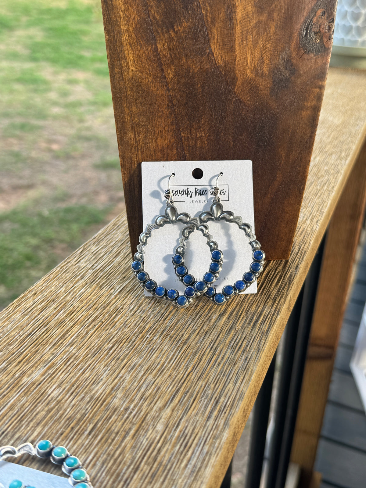 Lapis Hoop Dangle Earrings, Annie Hoskie