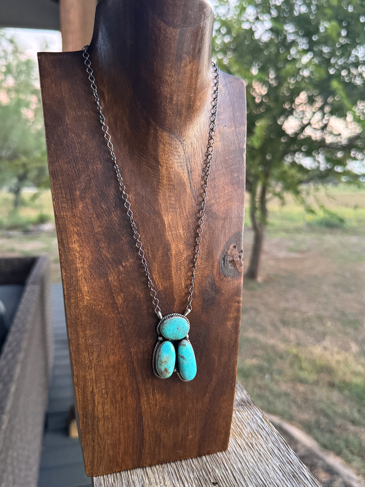 Number 8 Turquoise 3 stone Bar necklace