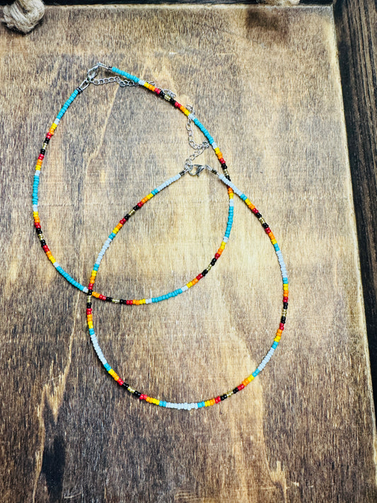 Seed Bead Necklace 14" with extender - B