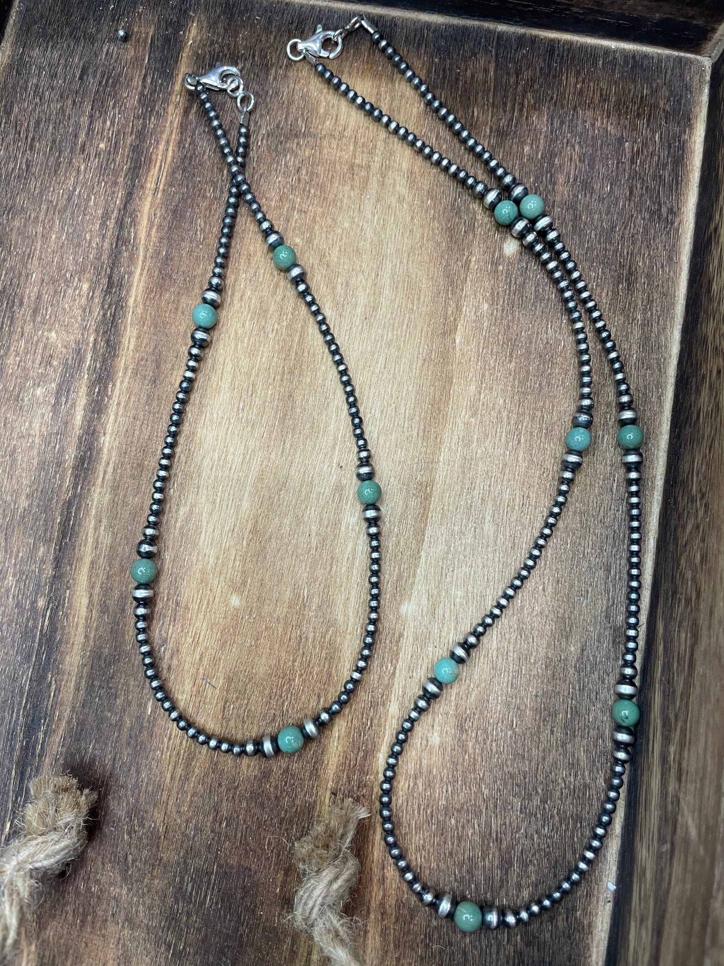 3mm graduated necklace with Turquoise 22”