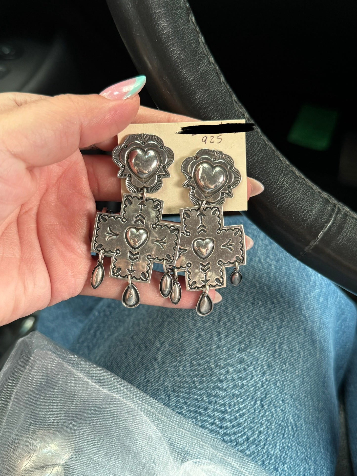 Vintage Dangle Heart Post earrings