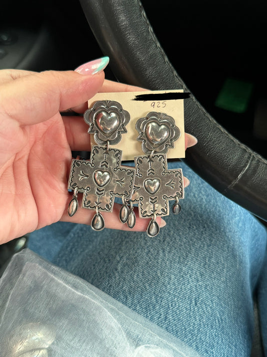 Vintage Dangle Heart Post earrings