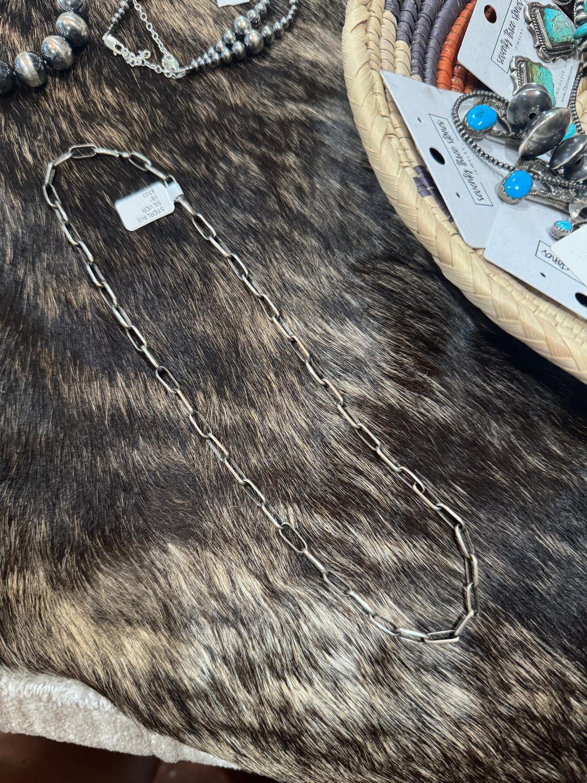 Handmade sterling paperclip chain 18”