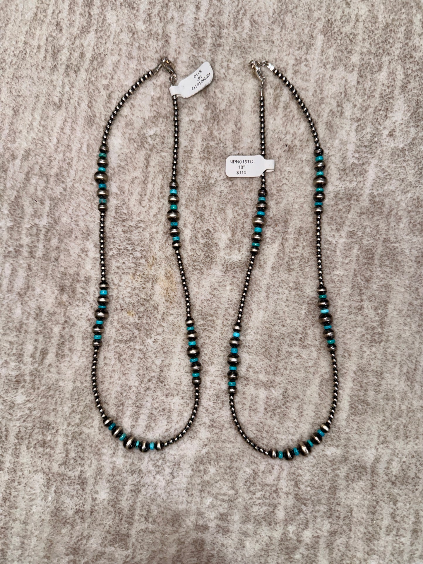 The Kara 3mm Graduated Navajo Pearl Necklace + Turquoise