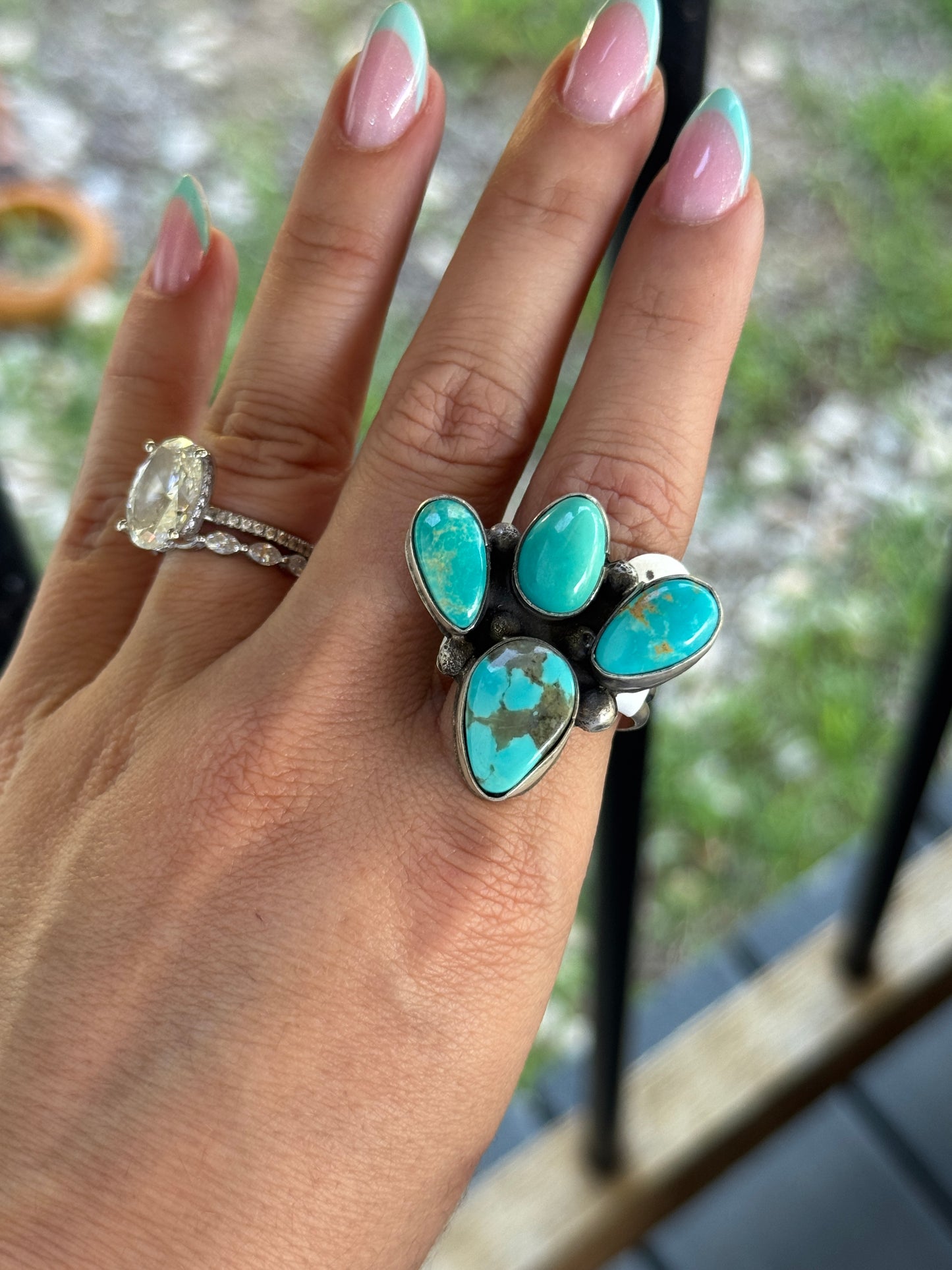 Adjustable 4 Stone Turquoise Ring