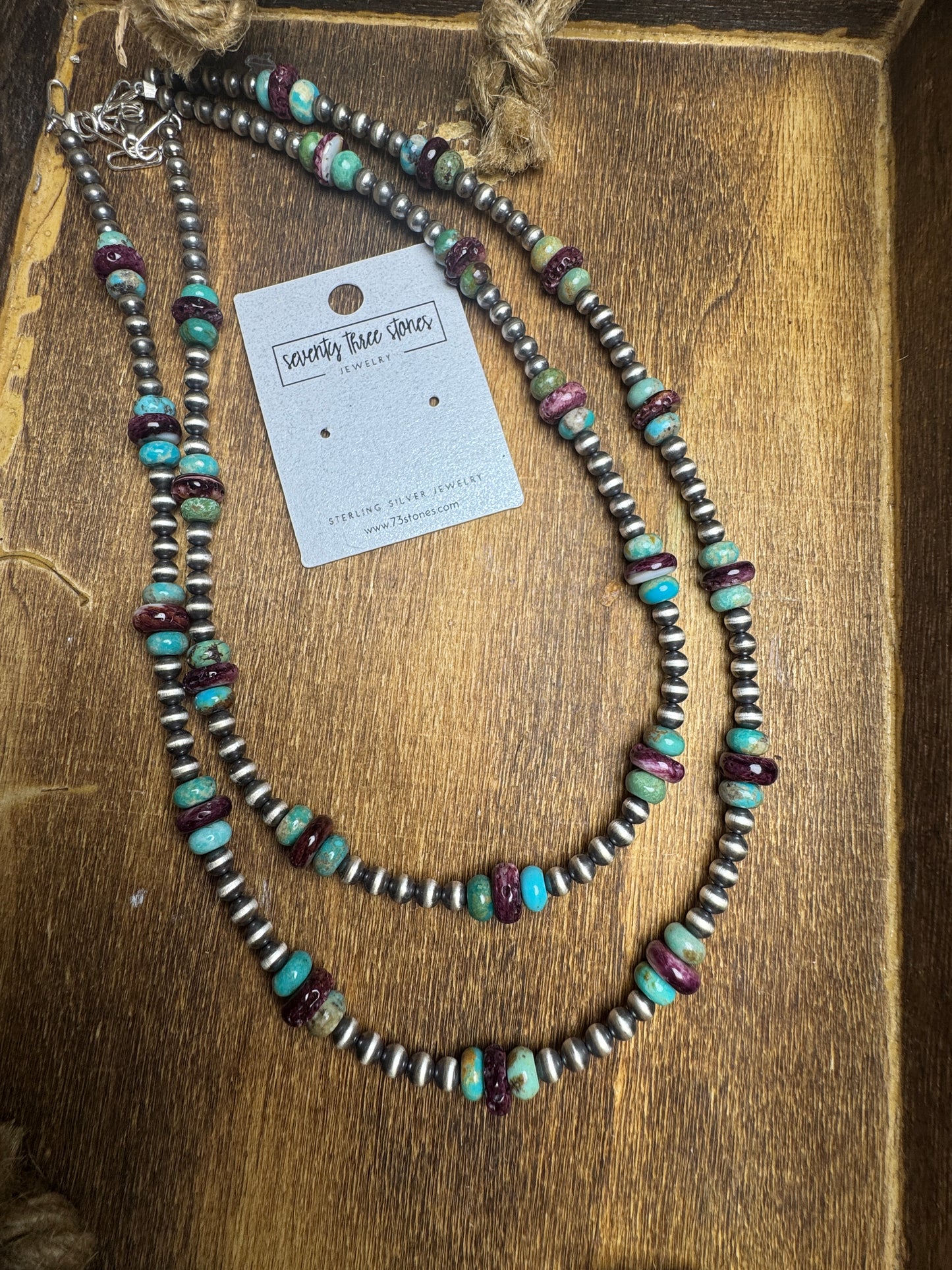 16" Purple and Turquoise 4mm Sterling pearl necklace