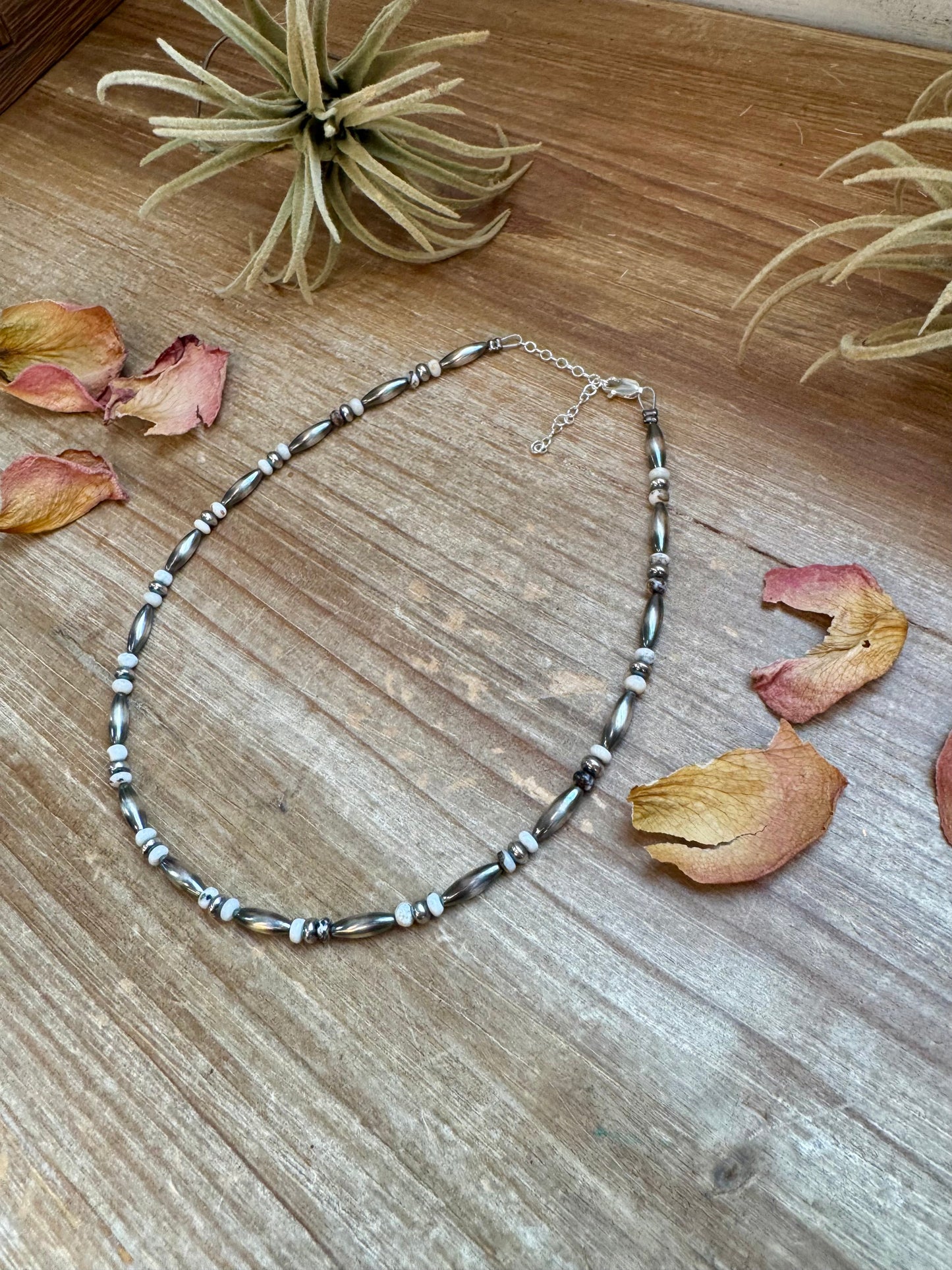 White Buffalo Torpedo choker Sterling Silver Pearls