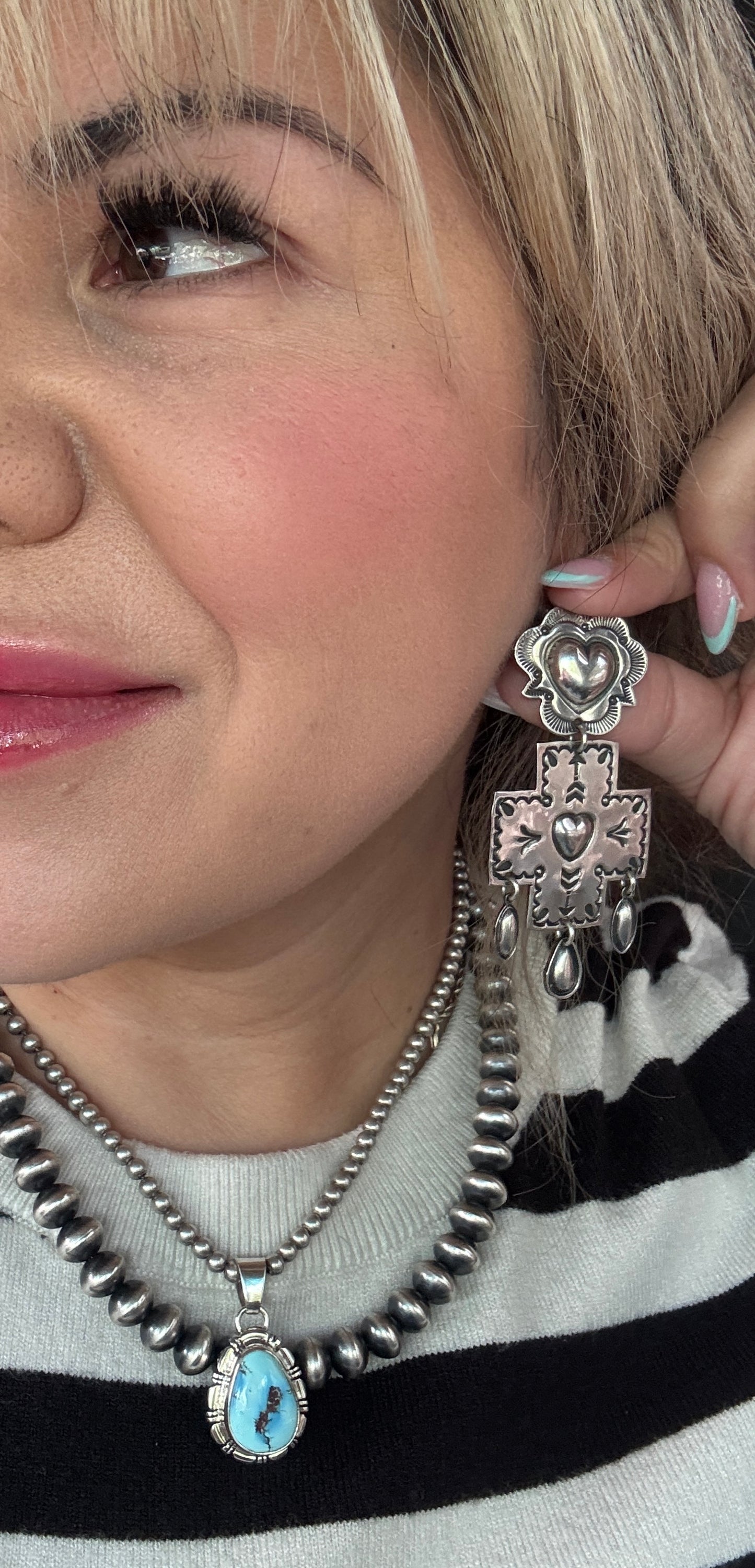 Vintage Dangle Heart Post earrings