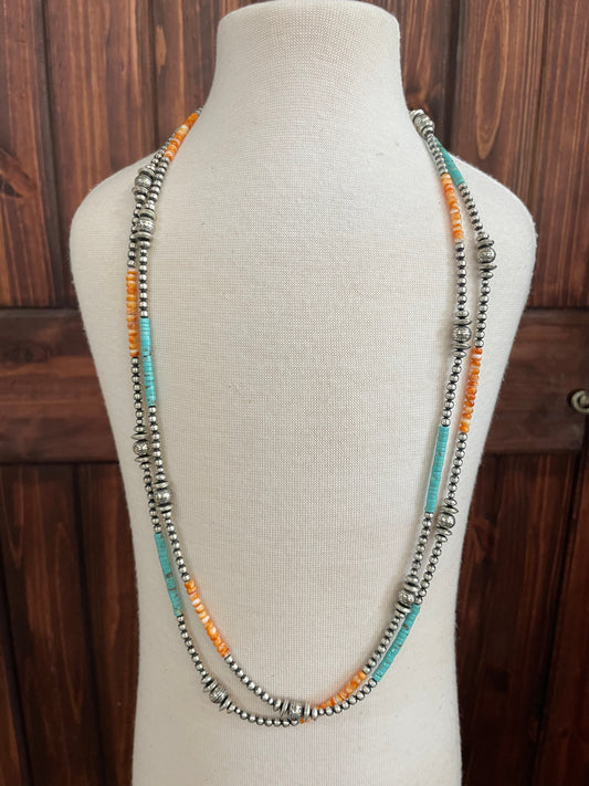 60” Multicolor with Navajo Pearls Necklace