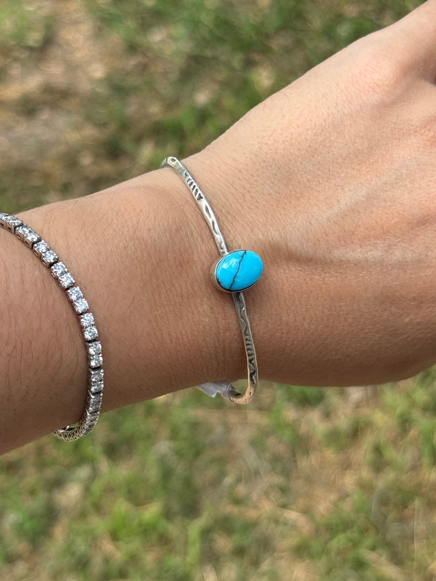 Oval Turquoise  Cuff Prince Turquoise