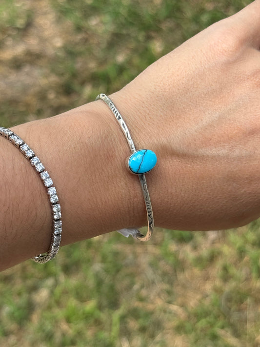 Oval Turquoise  Cuff Prince Turquoise