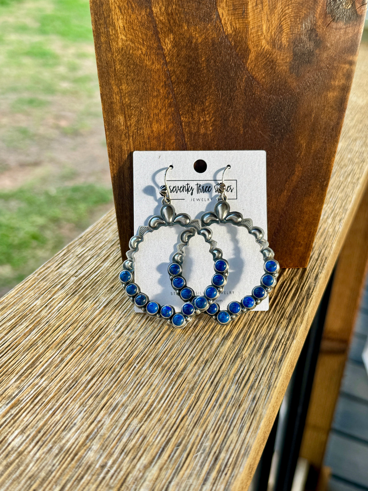 Lapis Hoop Dangle Earrings, Annie Hoskie