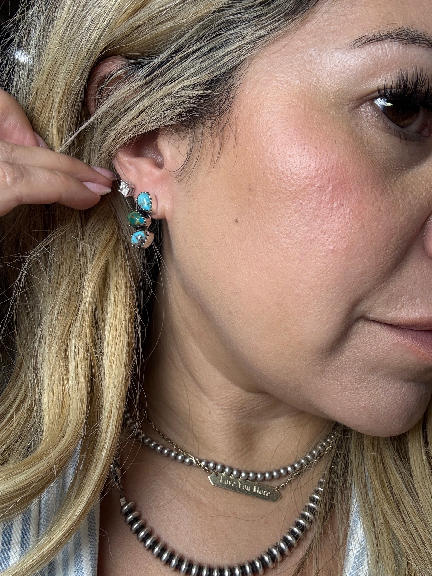 Turquoise ear Crawlers 3 stone A