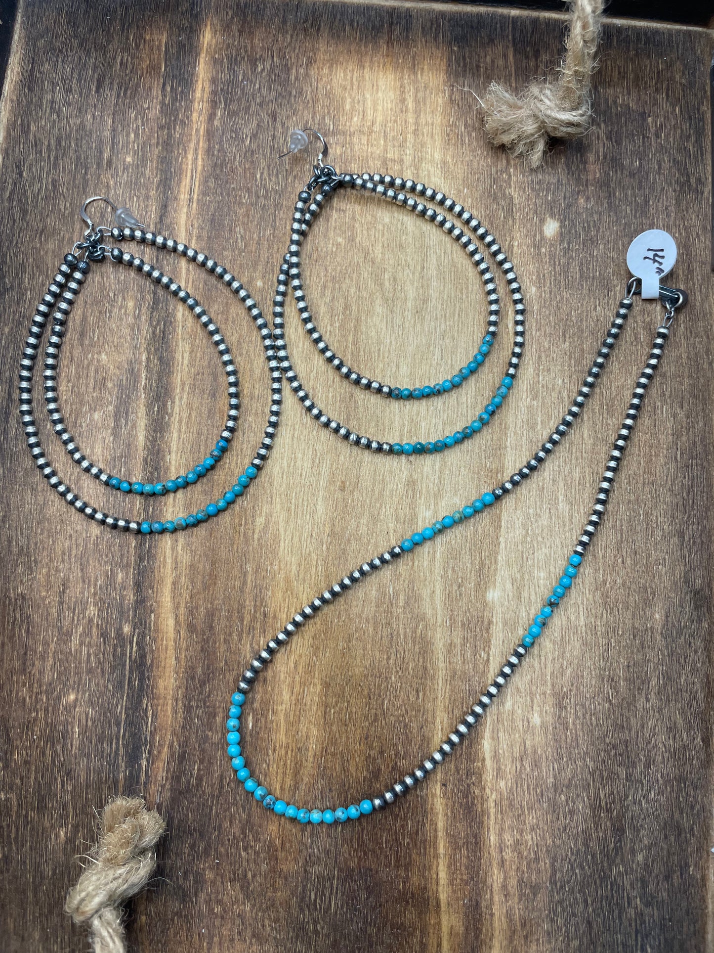 The Lena Navajo Pearl and Turquoise Necklace 14”