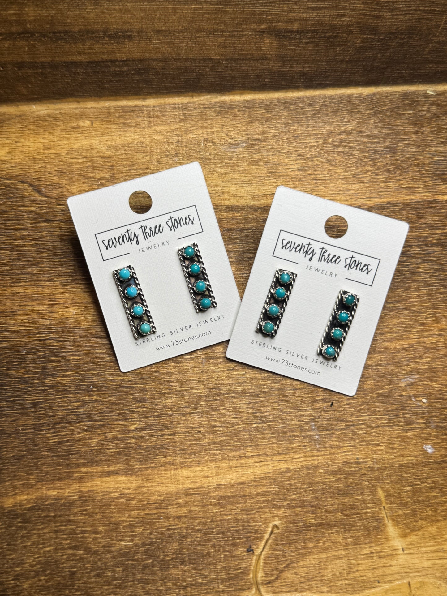Turquoise 3/4" 4 stone bar earrings
