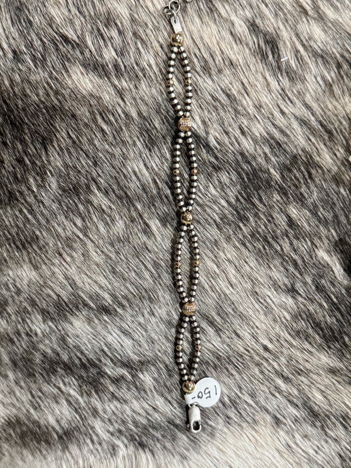 Double Loop silver + gold bracelet
