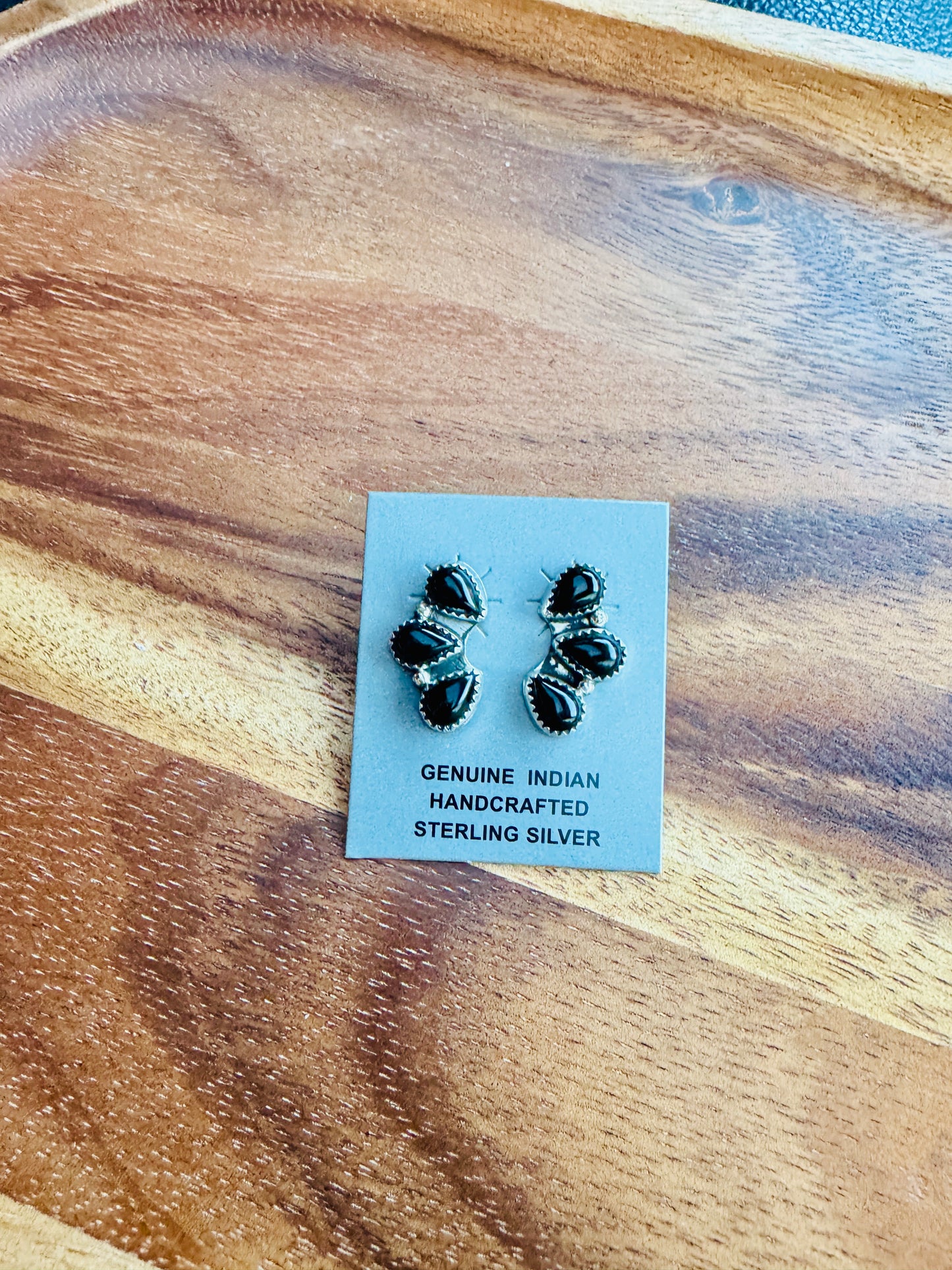 Black Onyx 3 Cluster Earrings Myra Benally