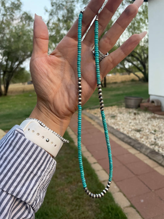 20” Kingman turquoise and Navajo Pearl necklace