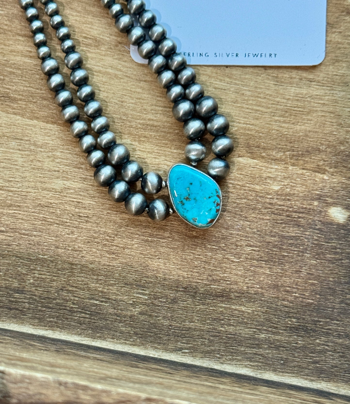 Sterling Peal 6mm graduated Choker with Turquoise