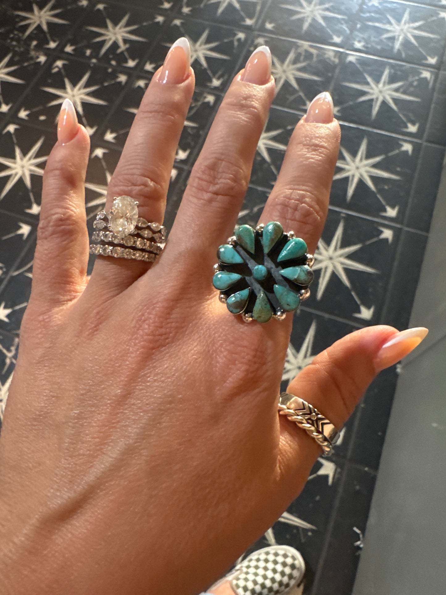 Cluster Ring Turquoise Adjustable