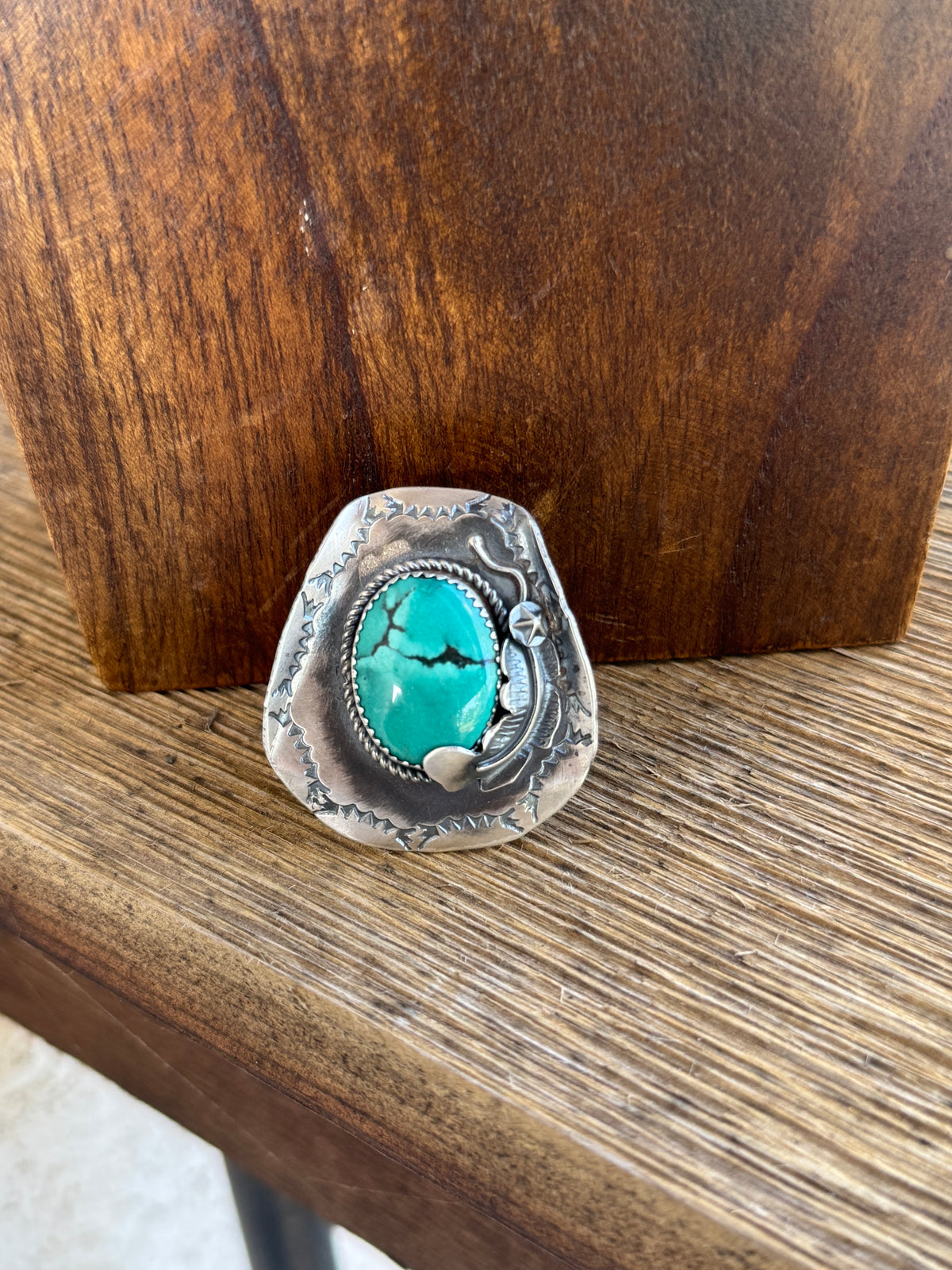 Turquoise Cowboy Hat Ring, Adjustable band, Yazzie