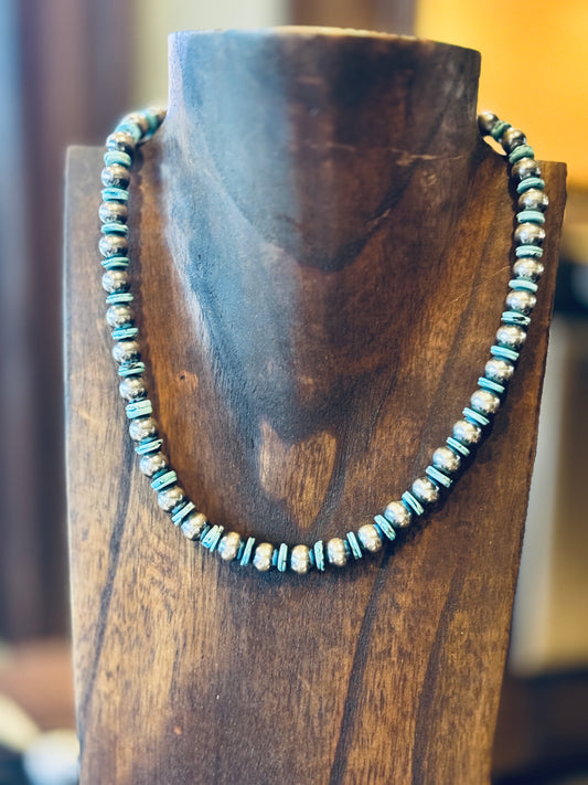 8mm + Turquoise 15”-17" necklace