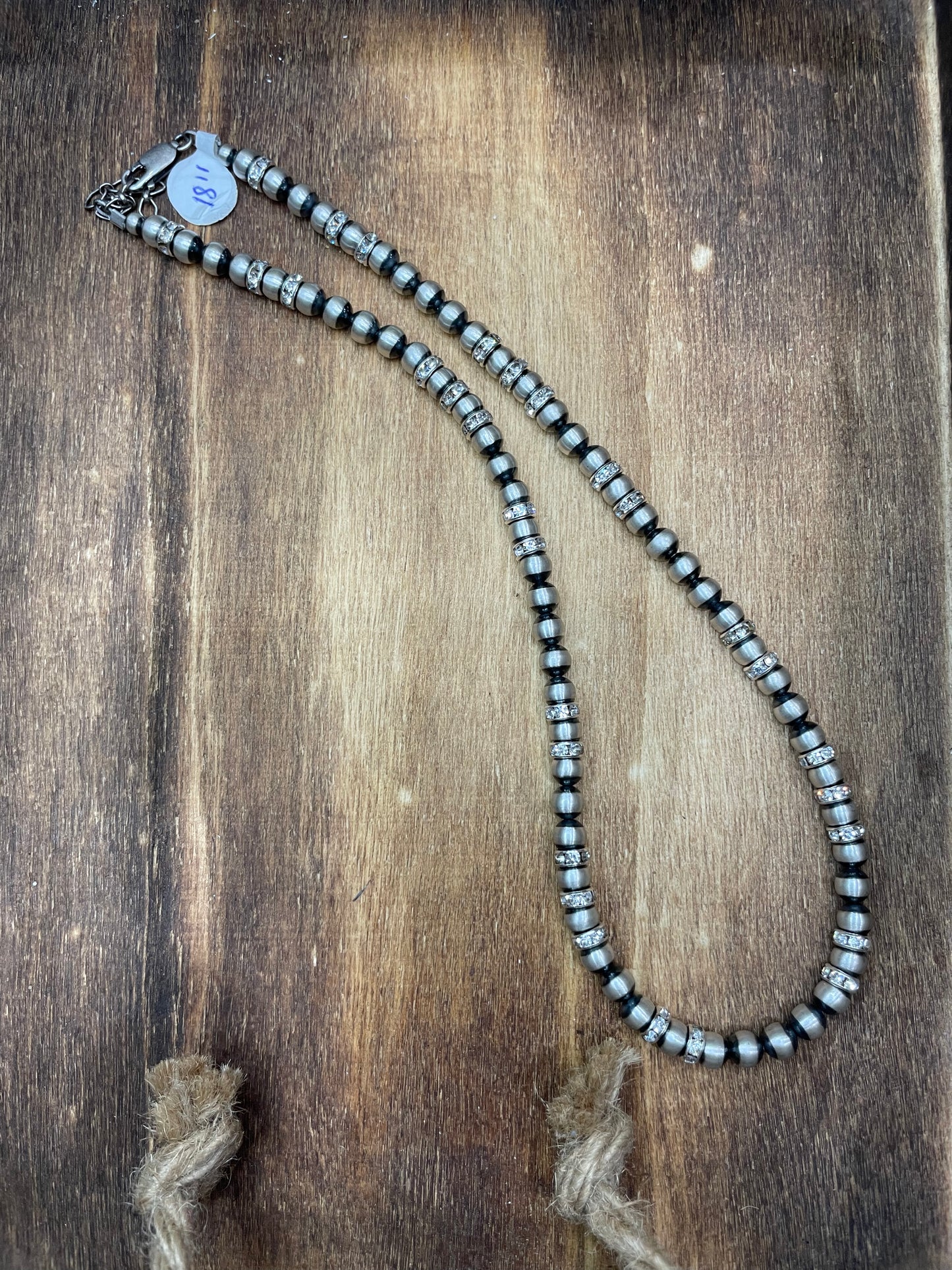 Straight 6mm 18" Navajo Pearls with Diamonds (Swarovski)