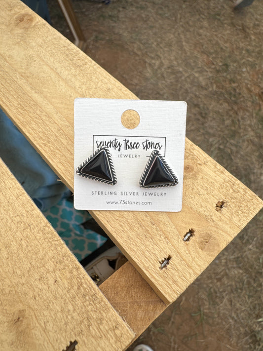 1/2” Black onyx Triangle Studs