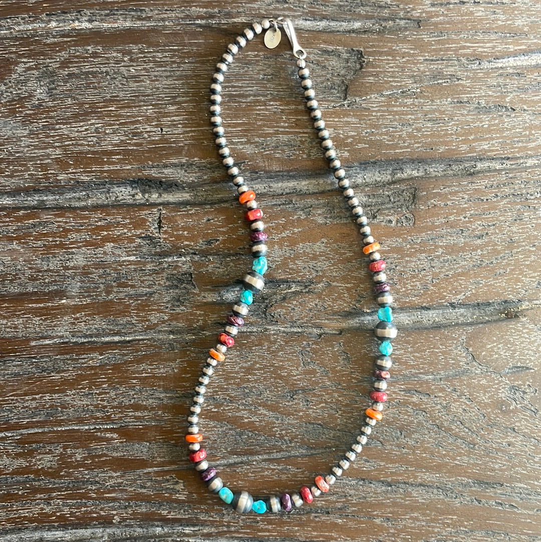 16” 4mm Navajo Pearls multicolor Necklace