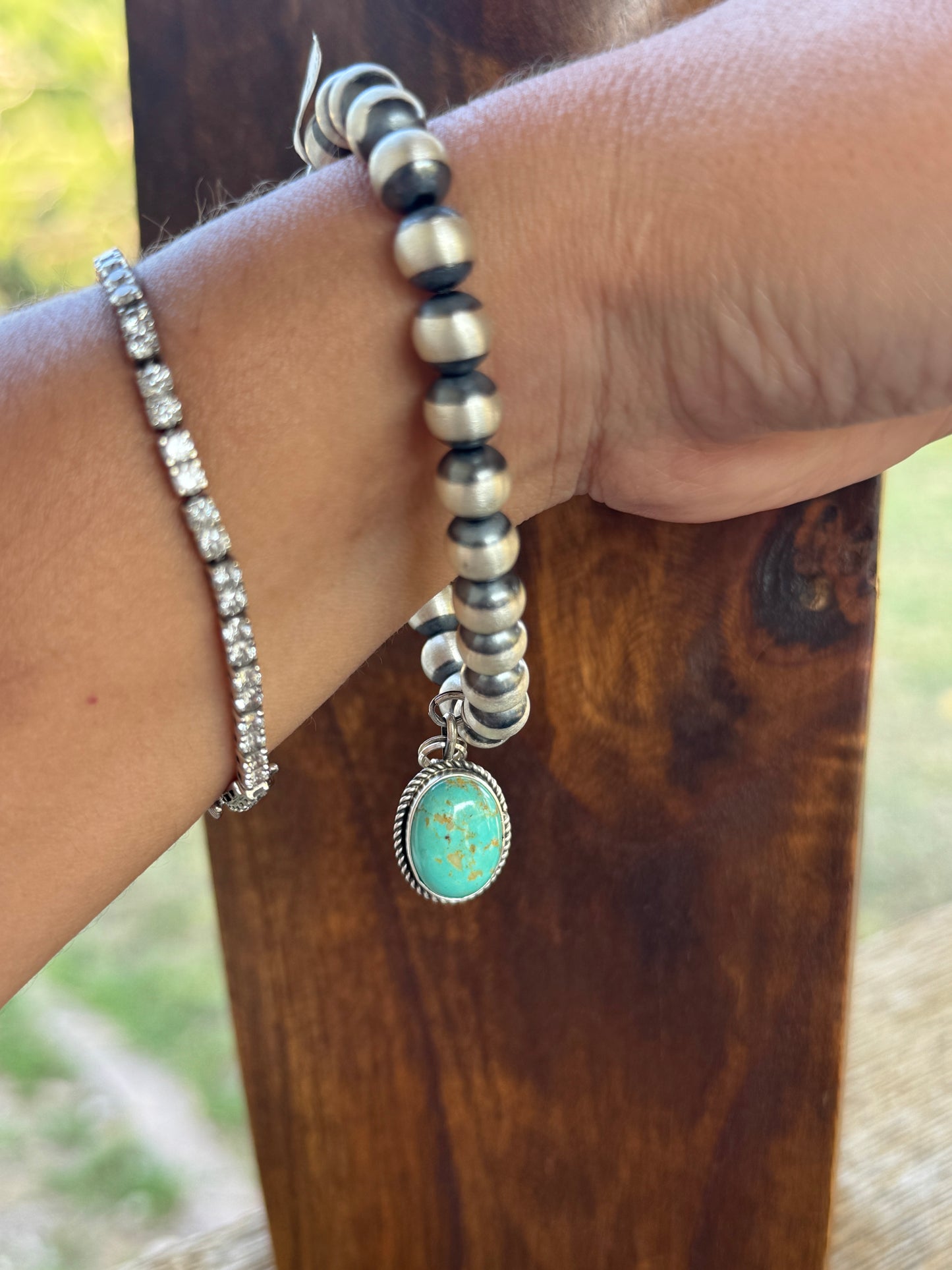 8mm Stretch Pearl Charm Bracelet