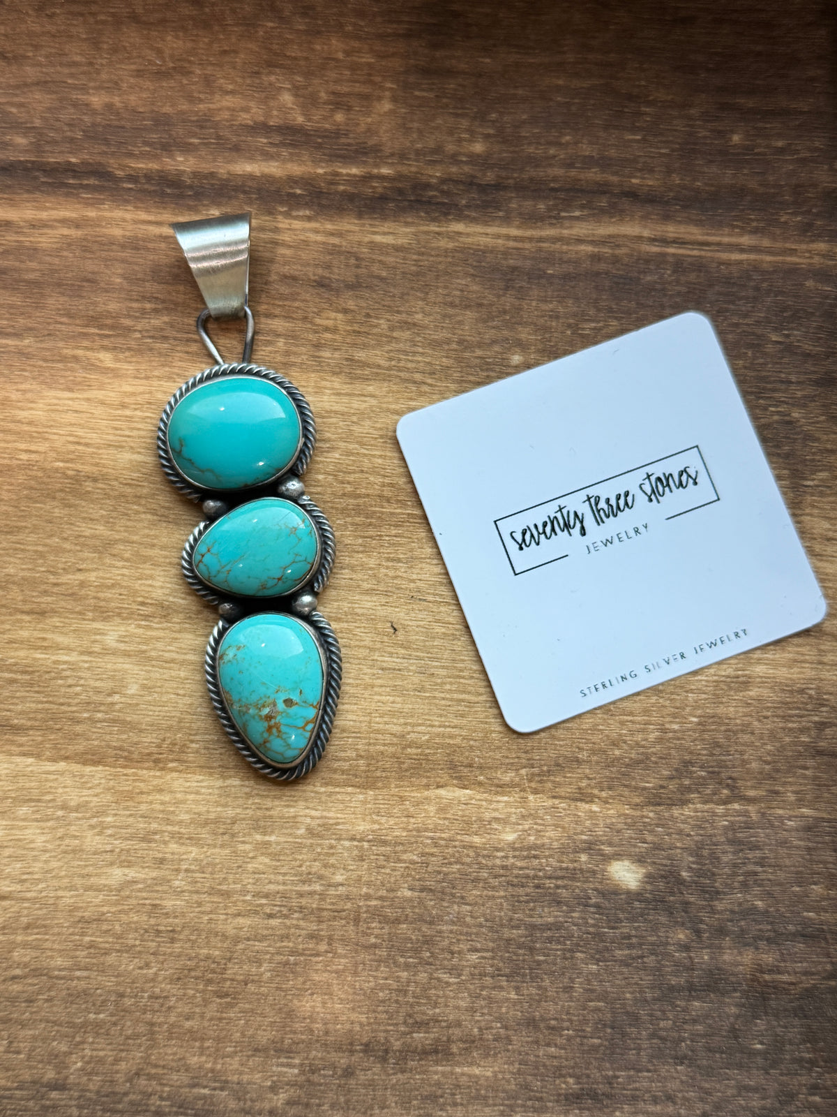 Number 8 Turquoise 3 stone Pendant Sheila Tso