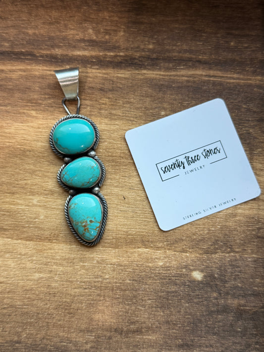Number 8 Turquoise 3 stone Pendant Sheila Tso