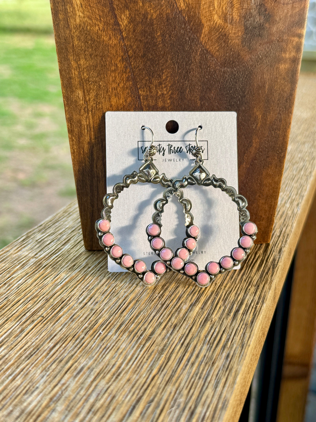 Pink Conch Hoop Dangle Earrings, Annie Hoskie