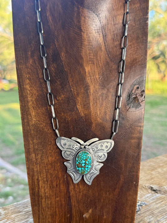 High Grade Web Kingman Butterfly Pendant Necklace, Bobby Johnson