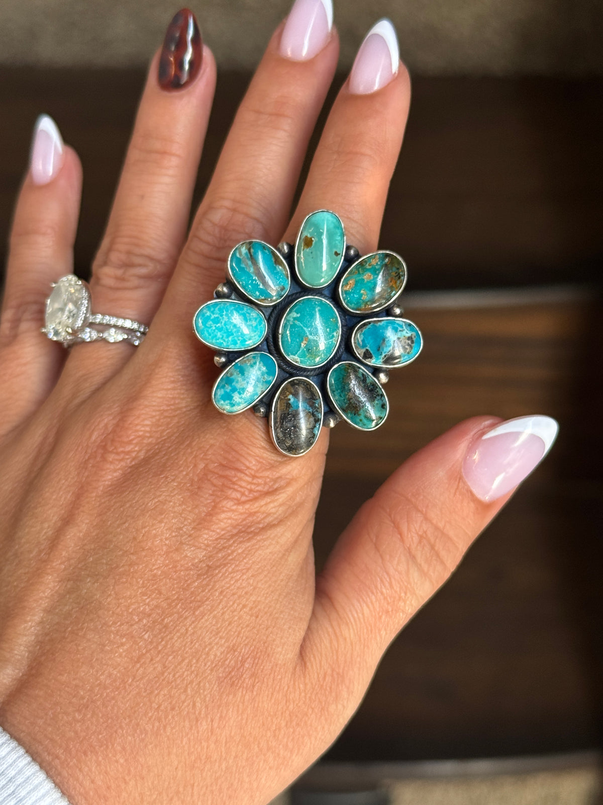 Turquoise Sampler Cluster ring