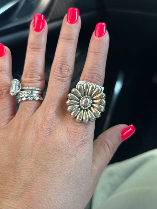 Hada Sterling Silver Cluster Ring Adjustable