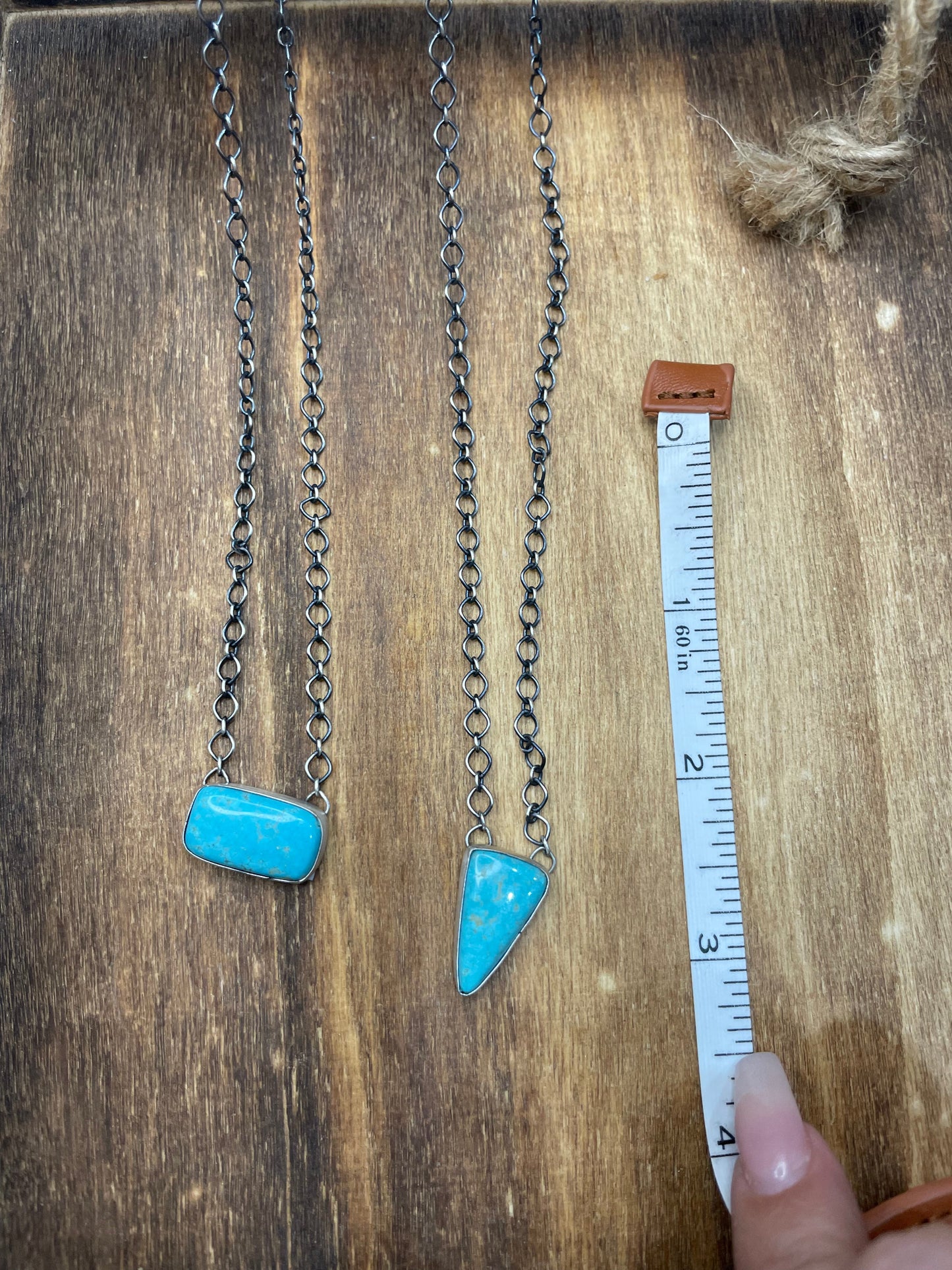 Turquoise Trangle 3/4” Bar Necklace (18”)