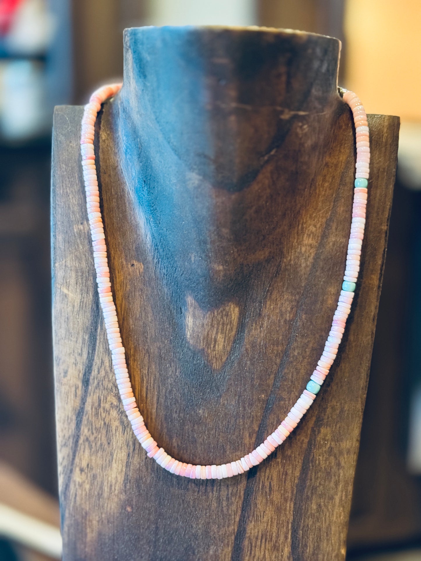 Pink Conch 16” Necklace + Turquoise