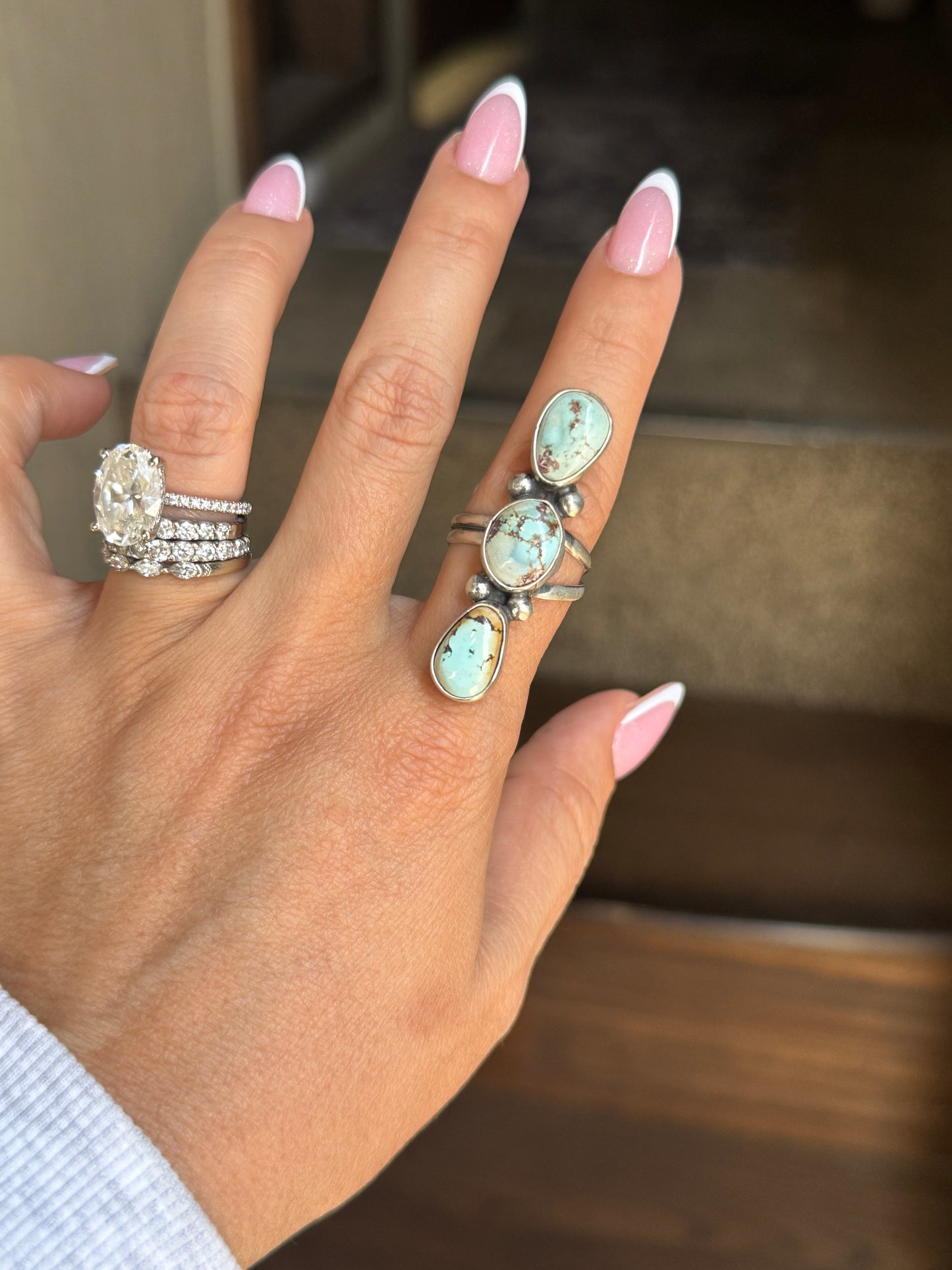 3 Stone Golden Hills Adjustable ring