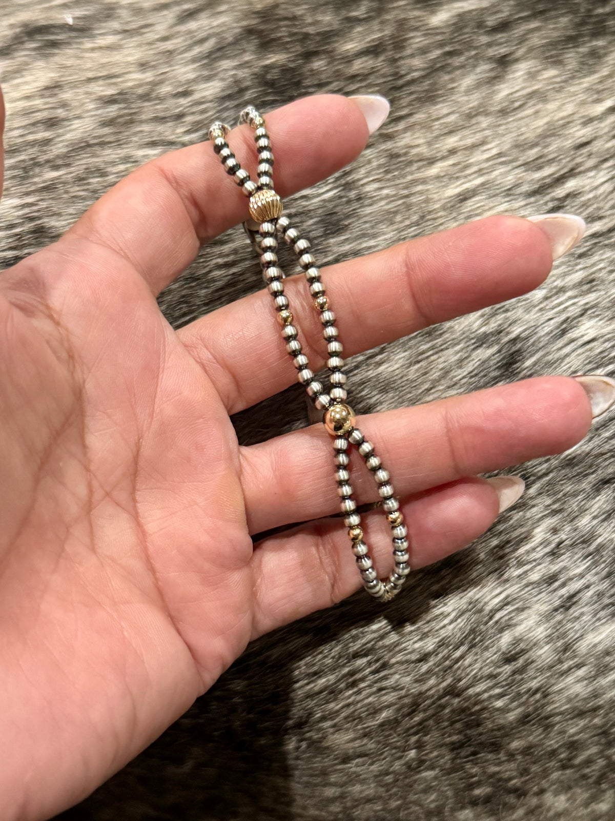 Double Loop silver + gold bracelet
