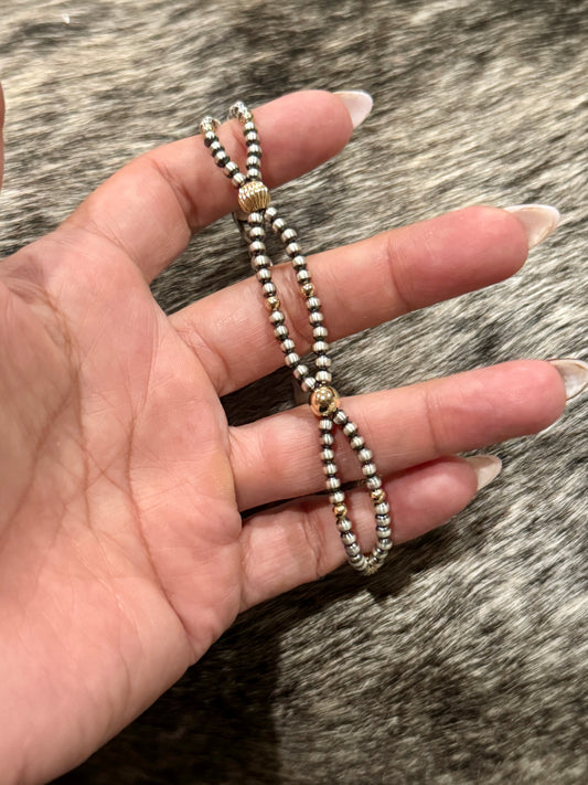 Double Loop silver + gold bracelet