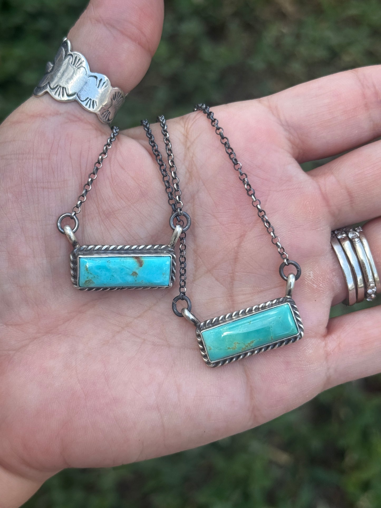 Turquoise Bar Necklace Blue