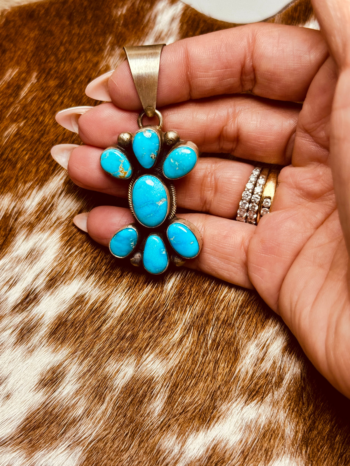 Sonoran Turquoise 7 Stone Pendant, Kathleen Livingston