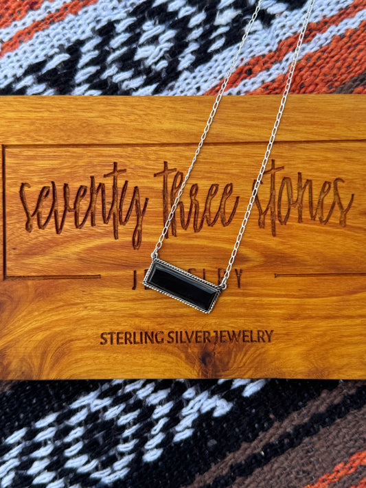 Black onyx Bar Necklace with extender
