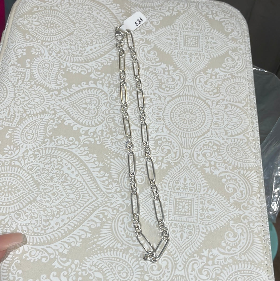 Paper Clip Chain alternate Sterling Silver Necklace 16”