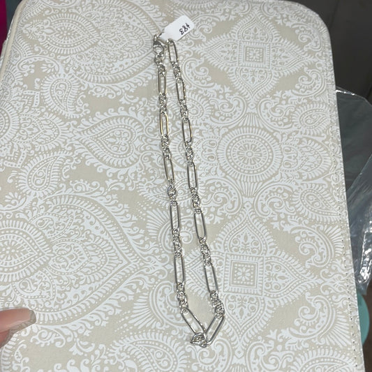 Paper Clip Chain alternate Sterling Silver Necklace 16”