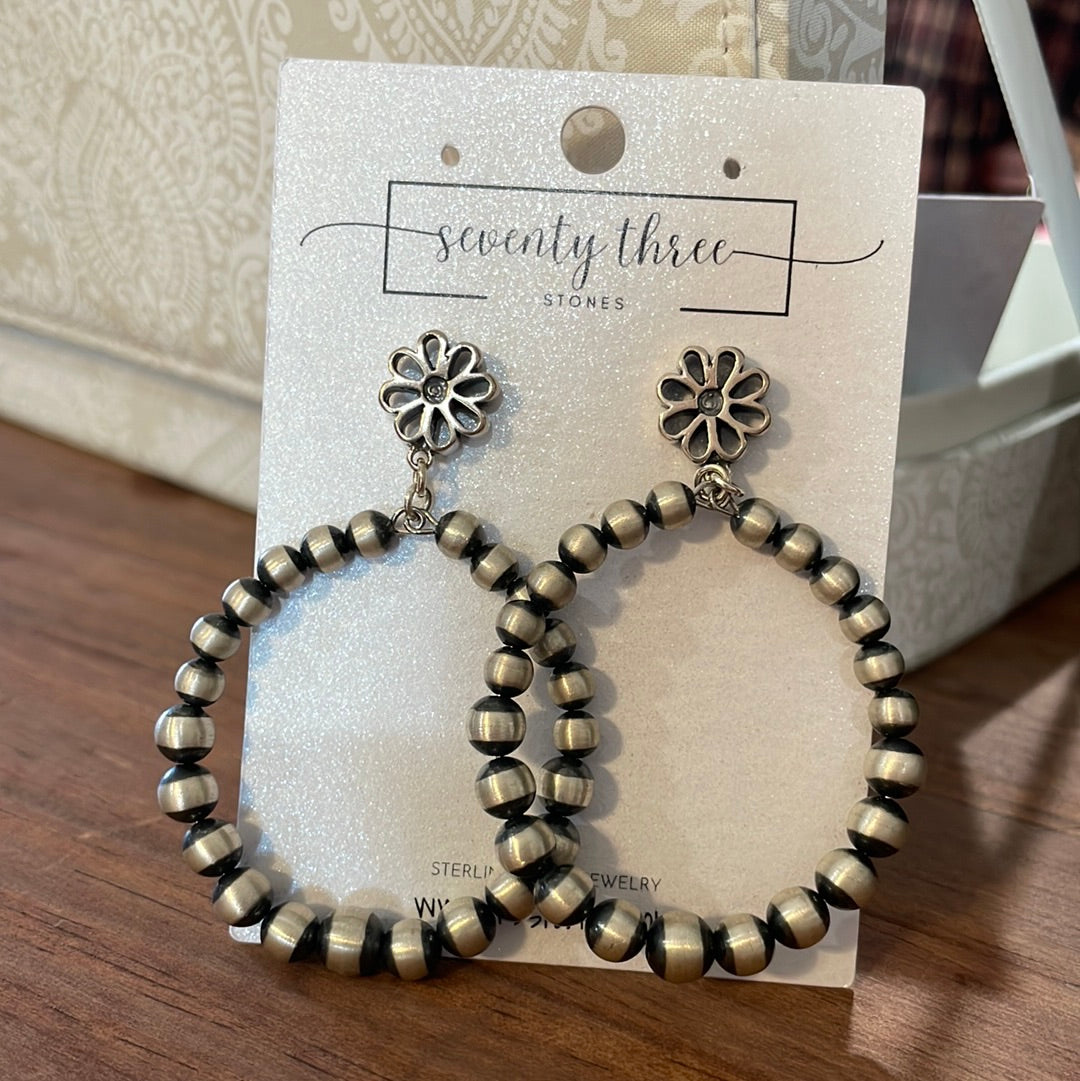 The Flower Round Drop Navajo Pearl earring